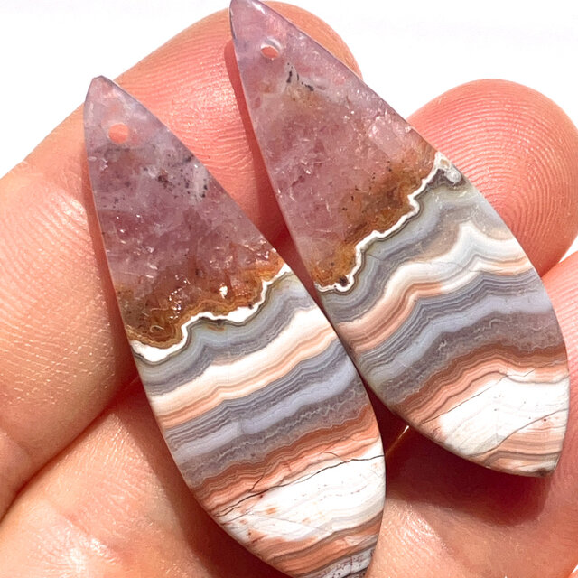 アメジストレースアゲート・ペア[324] ルース／天然石／カボション