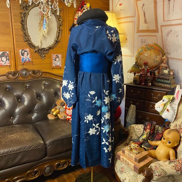 着物リメイクワンピース3495 着物 リメイク ワンピース ドレス 化繊 和洋折衷 優しいピンク色