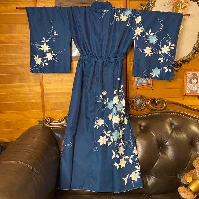 着物リメイク 和洋折衷 着物 リメイク ロング 丈 ワンピース ドレス 洗える