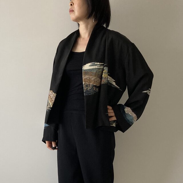 着物リメイクジャケット　黒