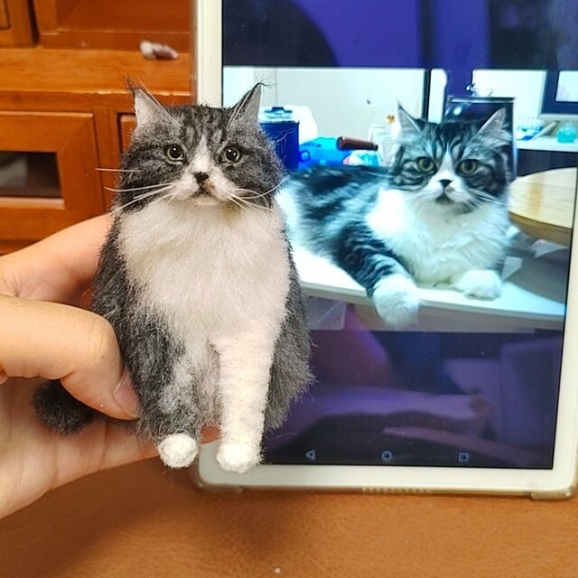 [オーダーメイド] 羊毛フェルト 猫 ネコ、ペット ぬいぐるみ、うちの子 人形 似顔絵、愛猫 誕生日 プレゼント、猫好き 贈り物