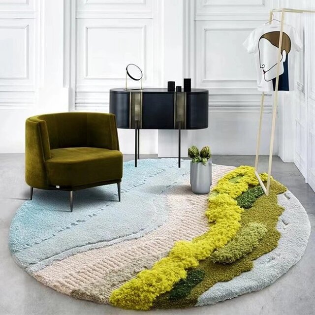 【受注制作】 オーダー カーペット 手織りニュージーランドウールカーペット ハンドメイドカシミアウール絨毯 手編ラグ マット