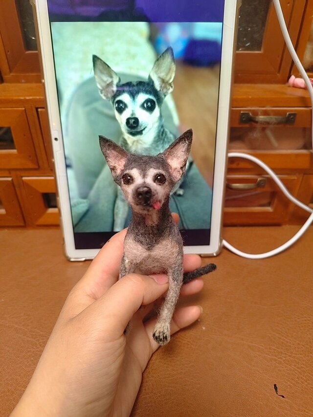 羊毛フェルト犬のぬいぐるみ 世界で一つのミニミニペット♡犬 猫 ペット 羊毛フェルト