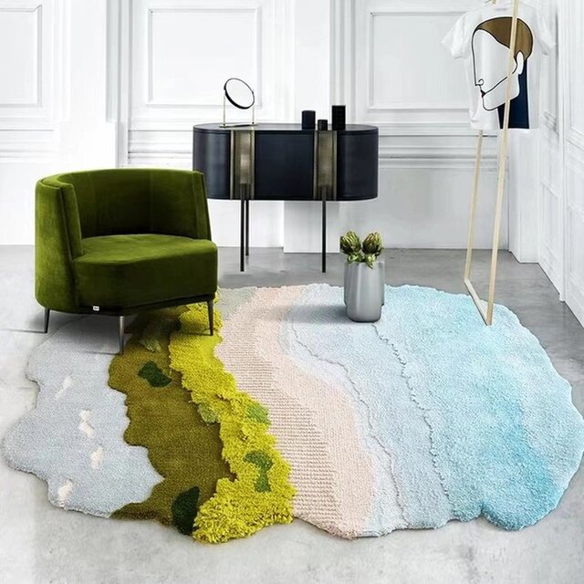 【受注制作】 オーダー カーペット 手織りニュージーランドウールカーペット ハンドメイドカシミアウール絨毯 手編ラグ マット