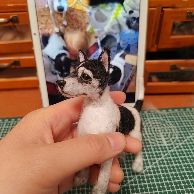 羊毛フェルトの犬 置物 約15cm 羊毛フェルト 犬 置物 オーダーメイド｜愛犬 メモリアル | iichi 日々