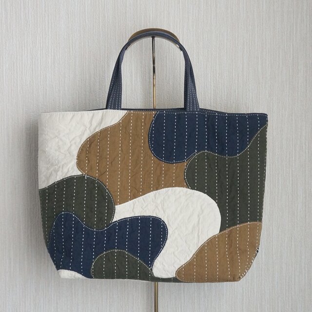 カモフラ風パッチワークの帆布トートバッグ | iichi 日々の