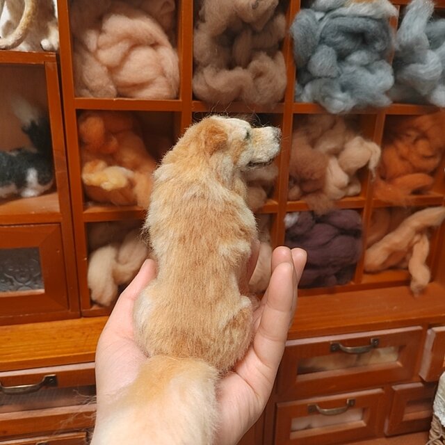 店舗 東京 羊毛フェルト犬 オレンジ色 ぬいぐるみ 【公式通販】