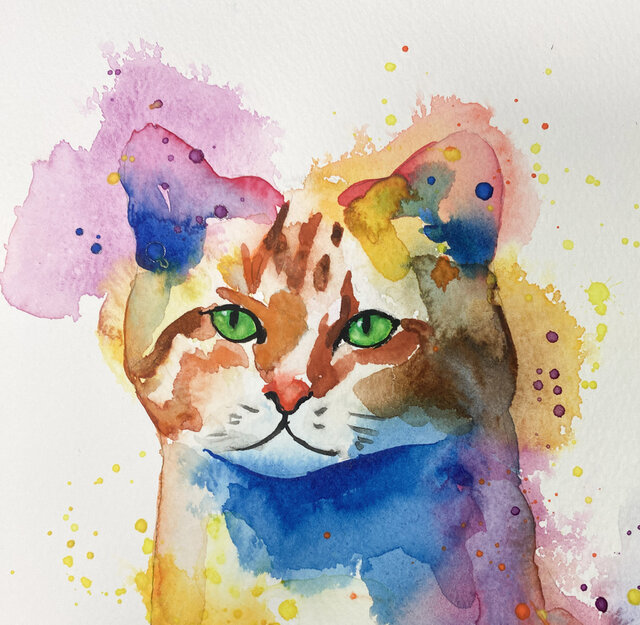猫　水彩画 水彩画 ネコ② | iichi 日々の暮らしを心地よくするハンドメイド