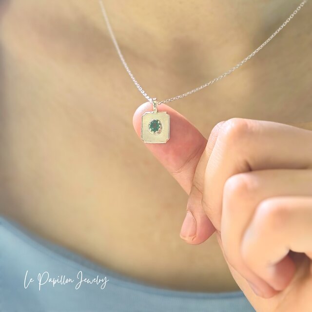 Cadre エメラルド シルバーネックレス | iichi 日々の暮らしを心地よく
