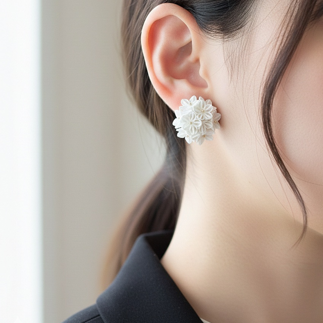 1gのピアス 「 白桜 」 卒業式 入学式 結婚式 成人式 着物 和装 ママ