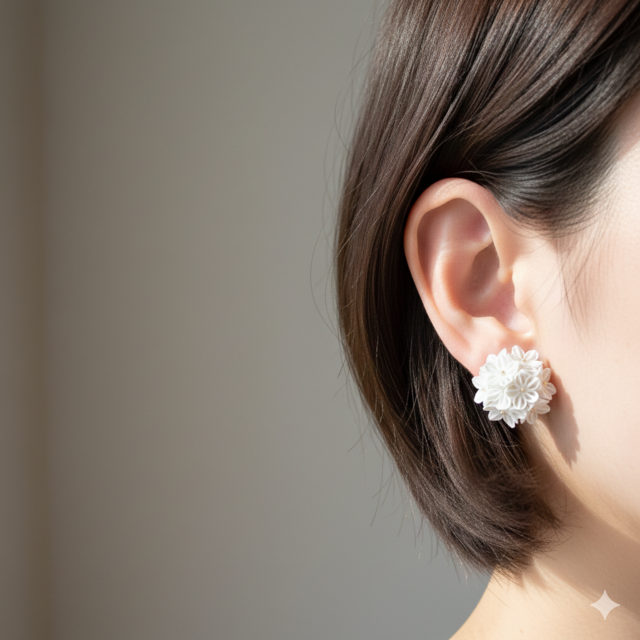 1gのピアス 「 白桜 」 卒業式 入学式 結婚式 成人式 着物 和装 ママ