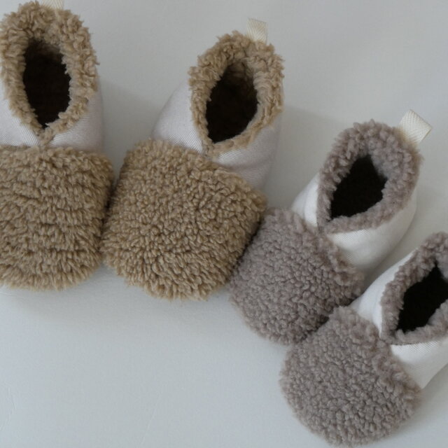 ベビー・キッズ靴　ボア＆デニムもこもこルームシューズ