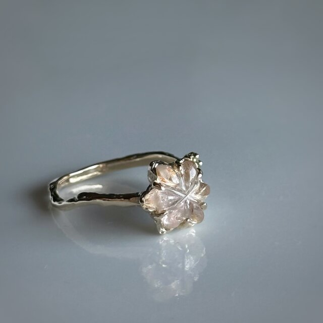 フラワーカービング淡ピンクトルマリンリング / k10 | iichi 日々の