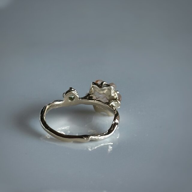 フラワーカービング淡ピンクトルマリンリング / k10 | iichi