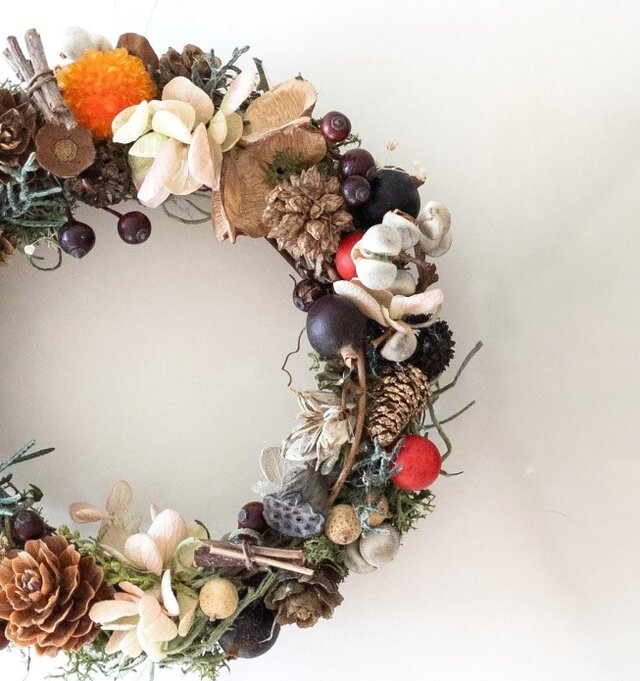 森の木の実のリース（鮮やかver.） ドライフラワー 秋冬のコピー