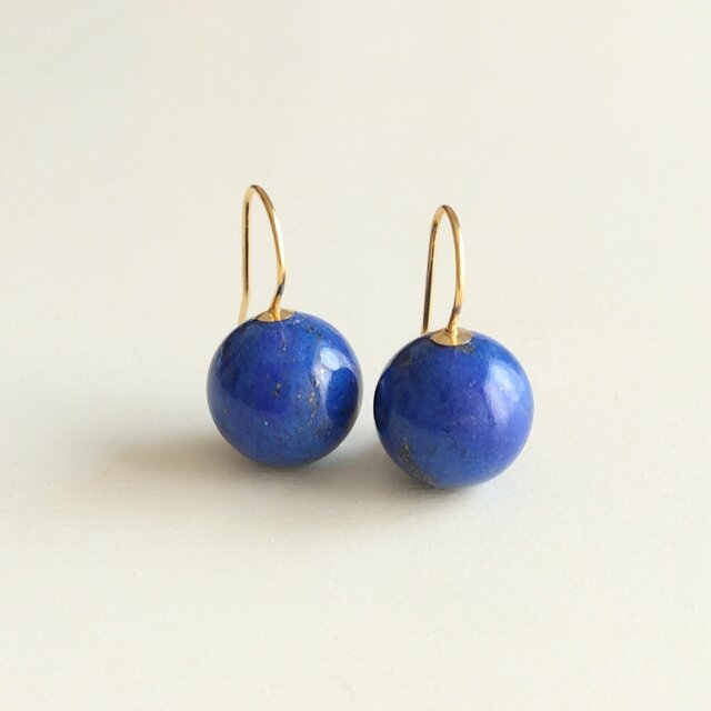 ラピスラズリキャンディピアス(14kgf)