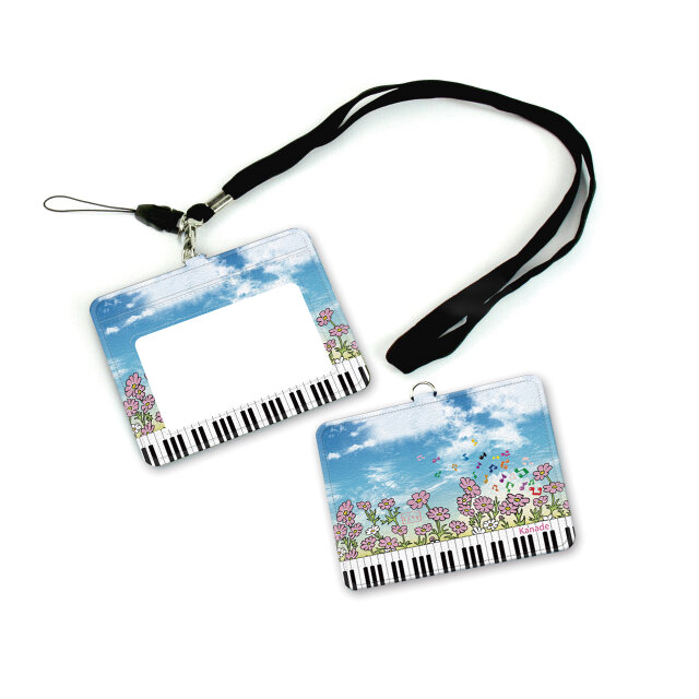 IDケース/IDカードホルダー/パスケース【奏（手書き風コスモス）】（名入れ可）