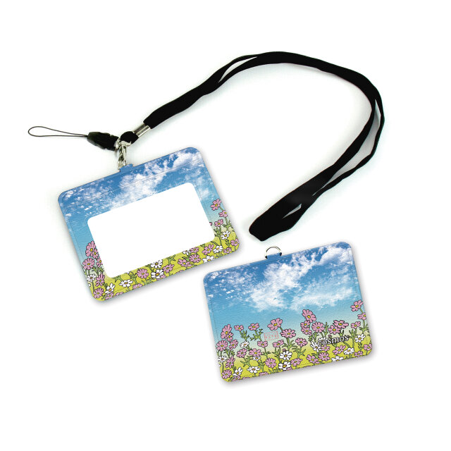IDケース/IDカードホルダー/パスケース【手書き風コスモス】（名入れ可）