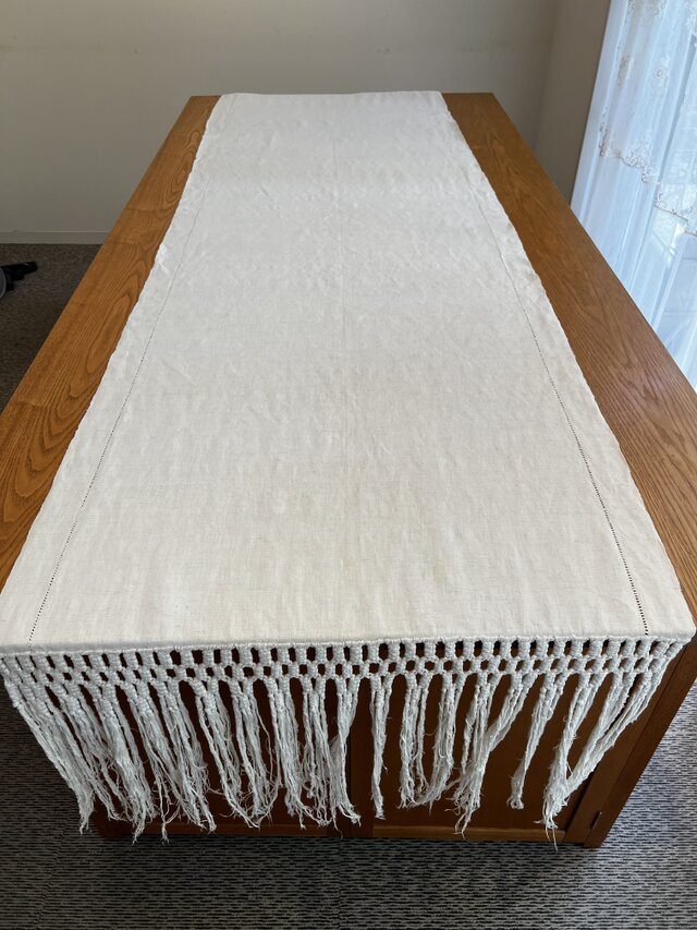 麻手織り大テーブルランナー