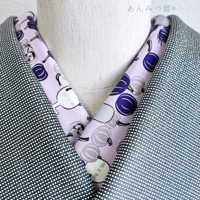 綿の半衿  ハロウィン パープル