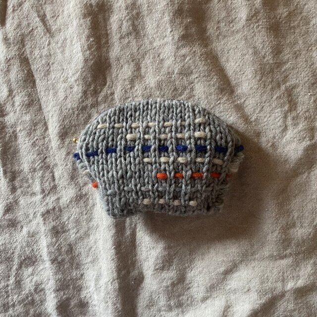 タテヨコ模様のニットポーチ　no230