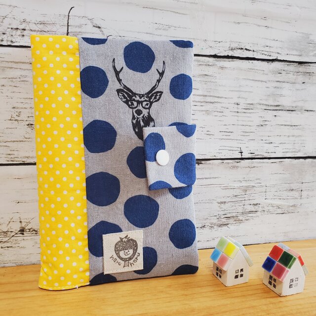 大容量！見開きマルチケース シカ×ドット ハンドメイド 手作り お薬