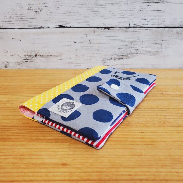 大容量！見開きマルチケース シカ×ドット ハンドメイド 手作り お薬
