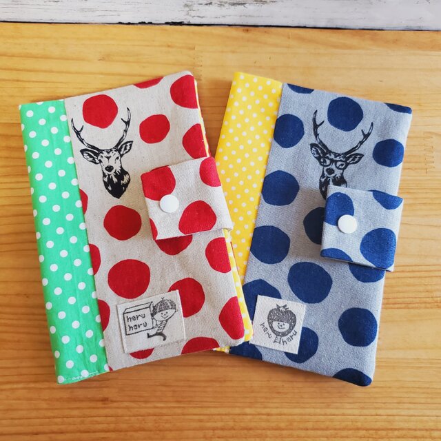 大容量！見開きマルチケース シカ×ドット ハンドメイド 手作り お薬