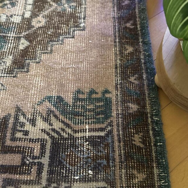 55×109 落ちついたブラウン　小さなメダリオン　トルコヴィンテージラグ 55×109 落ちついたブラウン 小さなメダリオン トルコ