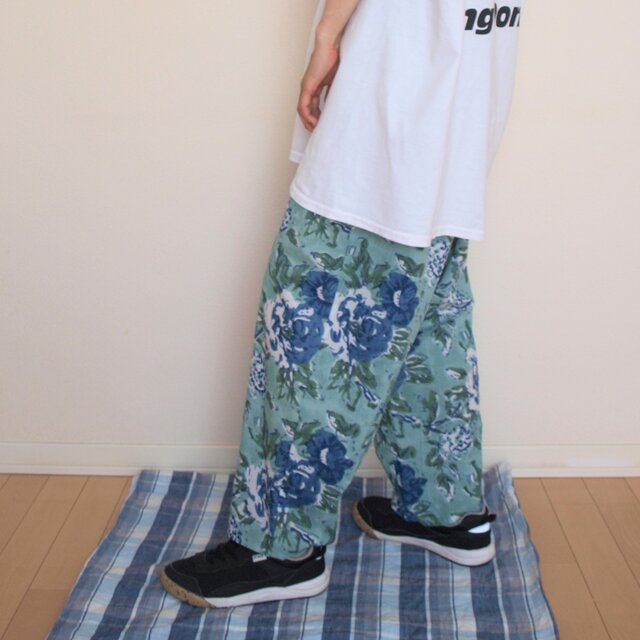 COTTON  ブロックプリント  インド綿  インナーパンツ　*ブルーグリーン*　size FREE