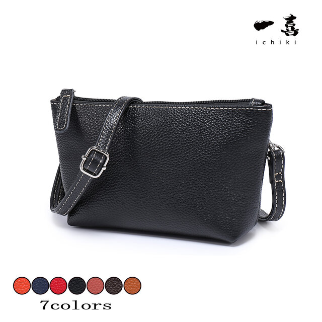 本革レザー ポシェット 牛革 軽量　斜め掛け 肩掛け コンパクト シンプル 新品 おしゃれ 人気バッグ  ブラック　 W41