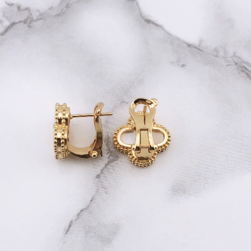 高品質 クローバー ピアス マザーオブパール YG 幸せのクローバーピアス 15mm（マザーオブパール）【高品質