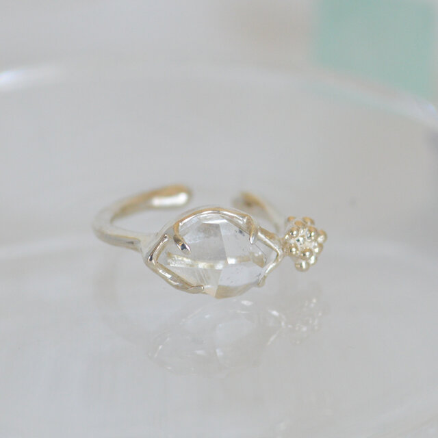 ハーキマーダイヤモンドと泡沫のイヤーカフ・SV<一点もの>