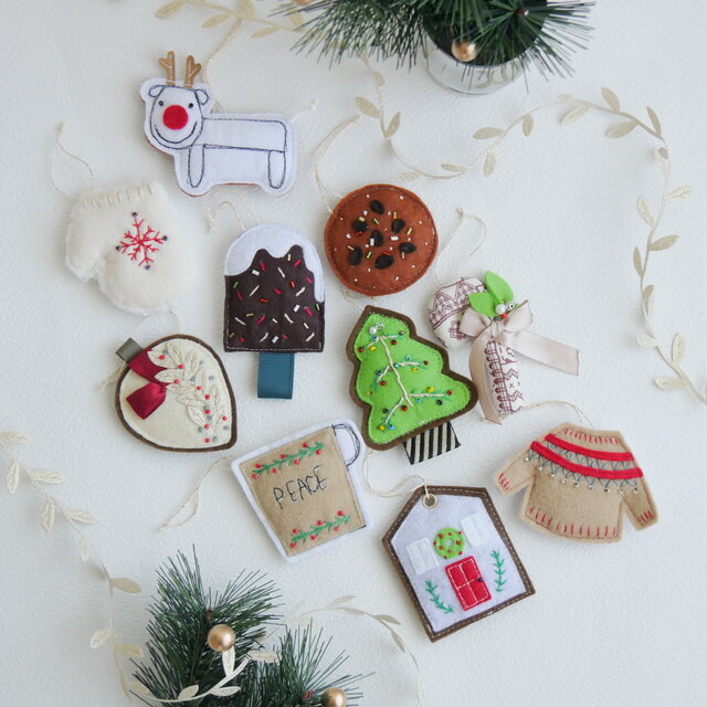 【Christmas】オーナメント　ガーランド　Mocaカラー10点セット