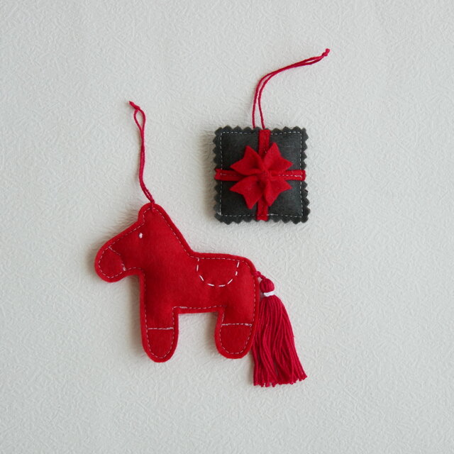 Christmas】クリスマスオーナメント ガーランド Redカラー10点