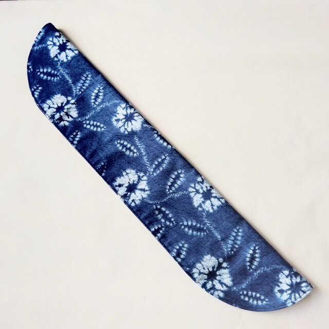 二胡弦カバー❋有松絞り調プリント「花」／群青色×紺