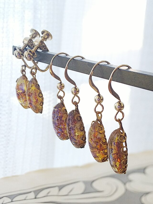 ヴィンテージ トパーズ／ドラゴンズブレス 14Kgfピアスまたは