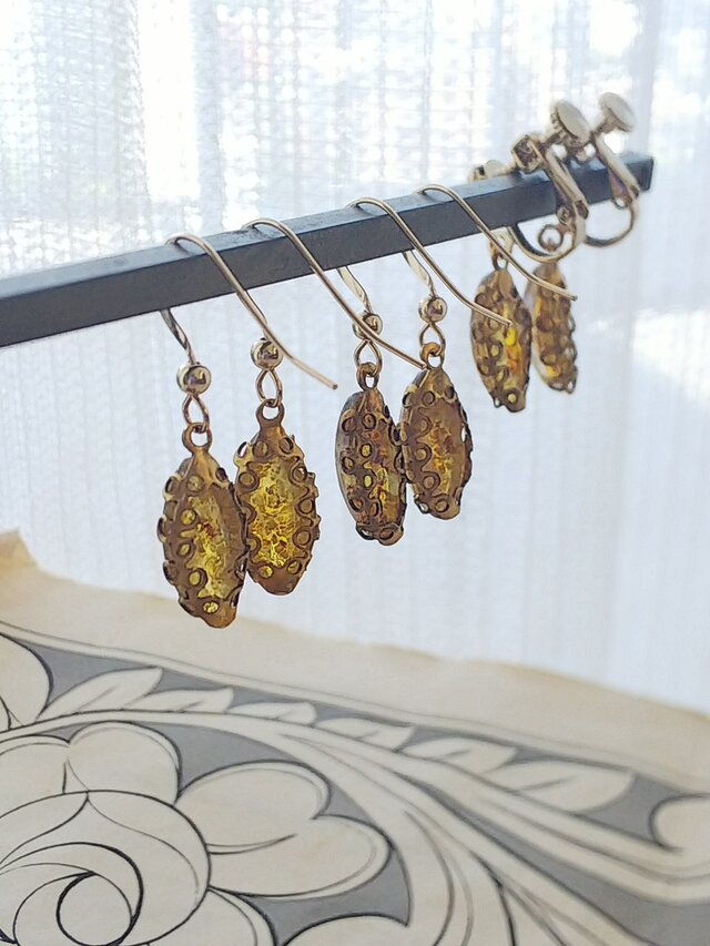 ヴィンテージ トパーズ／ドラゴンズブレス 14Kgfピアスまたは