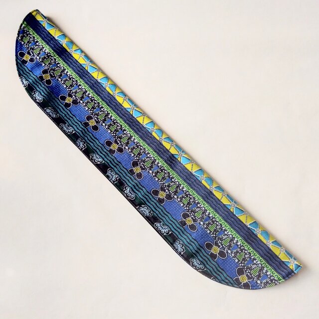 二胡弦カバー❋アフリカン調プリント「ストライプ」／ライムグリーン系×黒