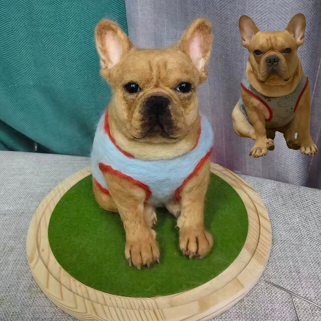 【オーダーメイド ペット】 犬 ぬいぐるみ オーダー 羊毛フェルト フレンチブルドッグ うちの子、ペット似顔絵、犬 猫 人形