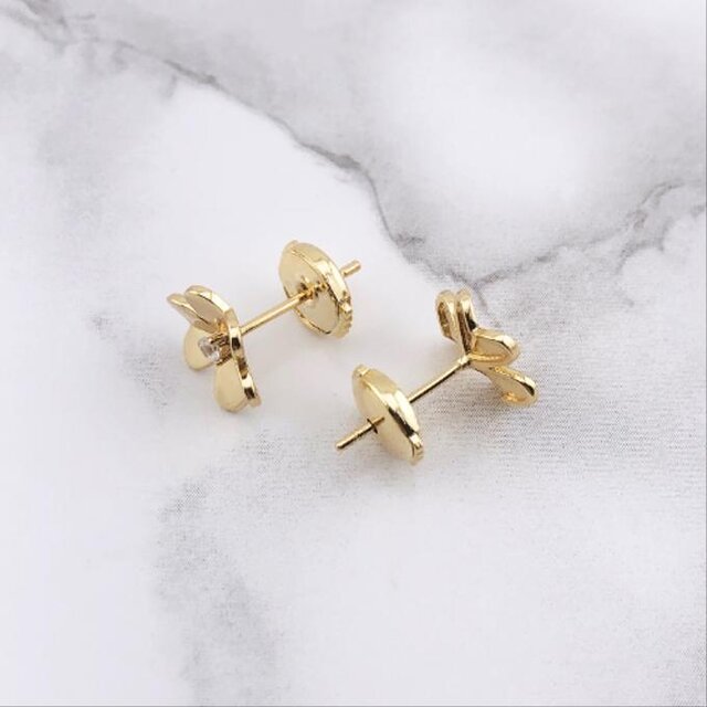 2連のクローバーピアス 925 Silver]四葉のクローバーピアス (2type) 両耳用 韓国