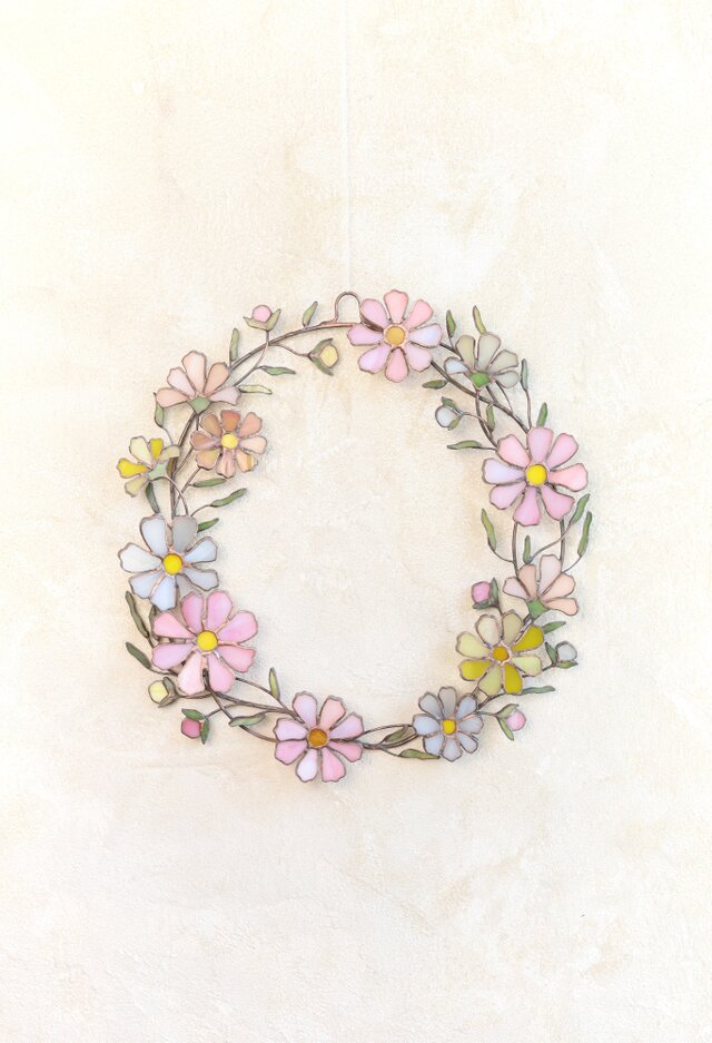 ９月・コスモス ＜12ヶ月のリース＞ ✣《 ステンドグラス 》