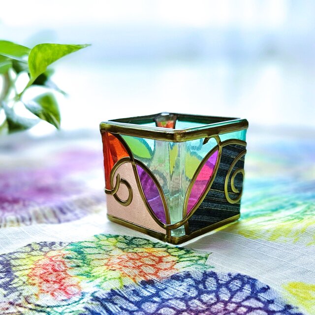 再販 使い方色々／6㎝角小さなガラスの器『琉球和モダン～あさぎ』