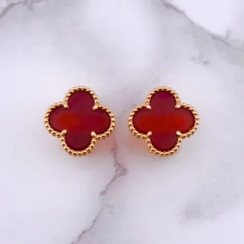 幸せのクローバーピアス 15mm（カーネリアン）【高品質！送料無料！当日発送！】