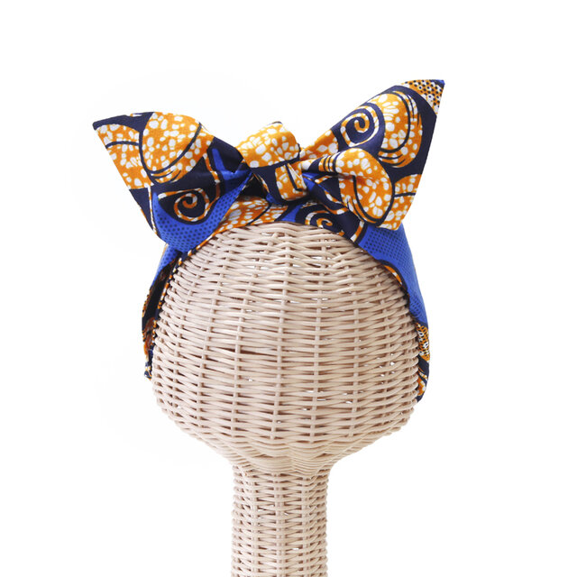 アフリカ布のリボンターバン｜幅広ボリューム / アフリカンプリント / アレンジ