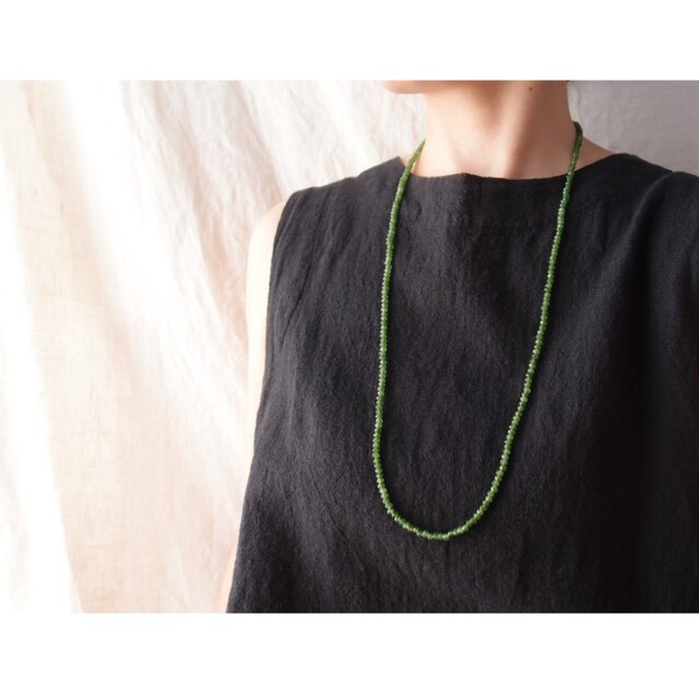Green jade Necklace／グリーンジェード ロングネックレス