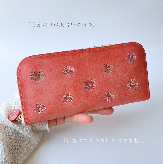 ハンドメイドレザークラフトHeartbeat長財布牛革赤色長財布牛レース編赤色 本牛革、和柄レザーウォレット（赤） 長財布 k&k brothers 通販