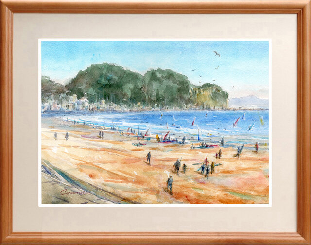 水彩画原画 湘南片瀬海岸の風景 ＃687 | iichi 日々の暮らしを
