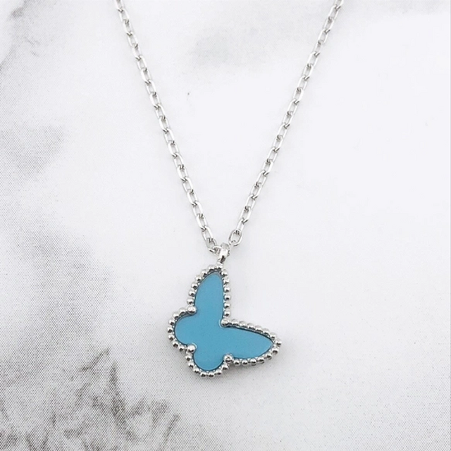 幸せのパピヨン【高品質！送料無料！当日発送！】マザーオブパール　ミニ　ネックレス　バタフライ