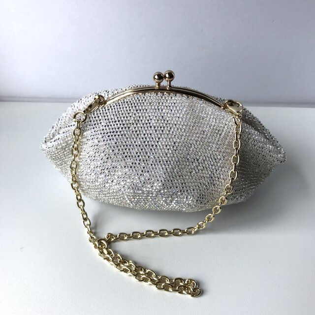 Beaded Pouch +Chain --Sparkly-- (XL) 内布：Marina Sea Flower (Pink)